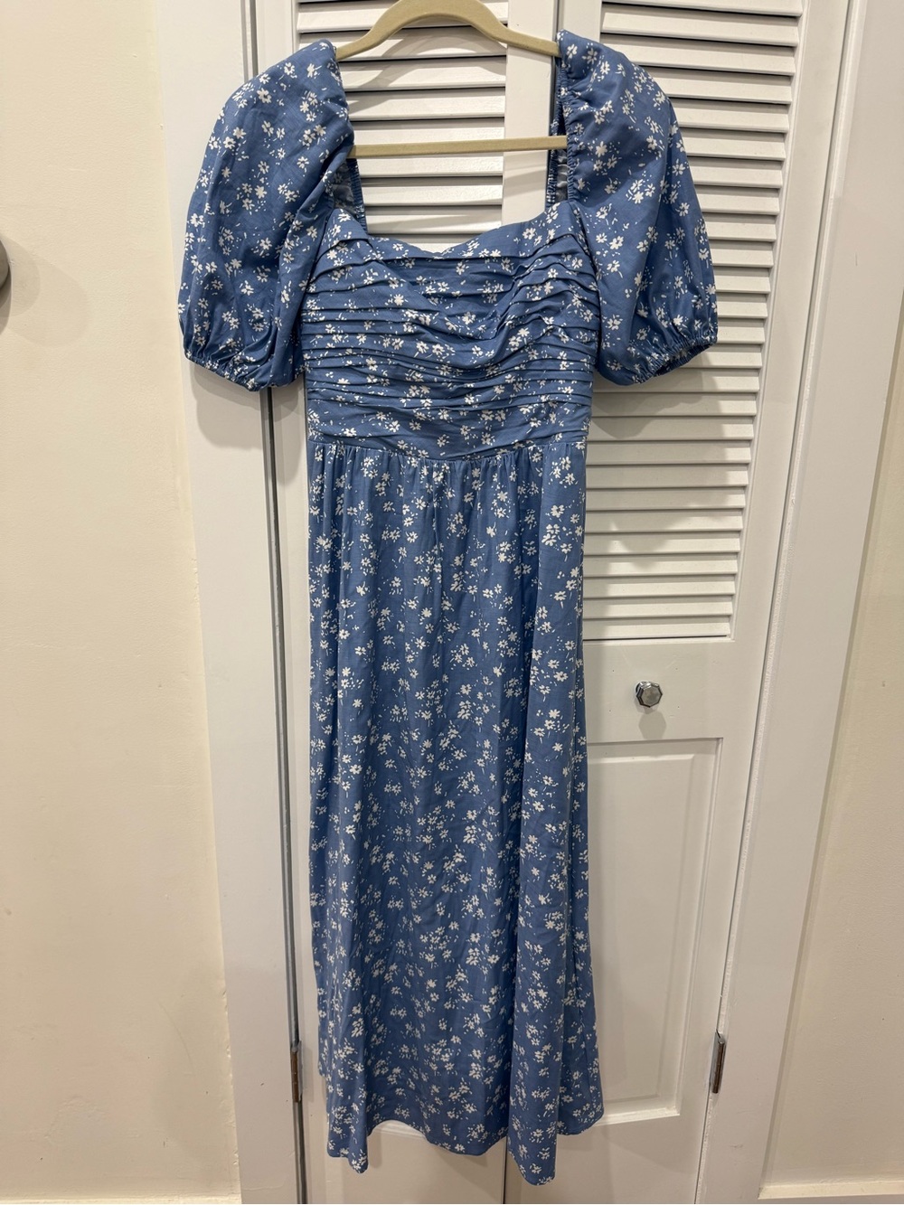 Reformation Rachelle Ruched Floral-Print Cotton Midi Dress size 6